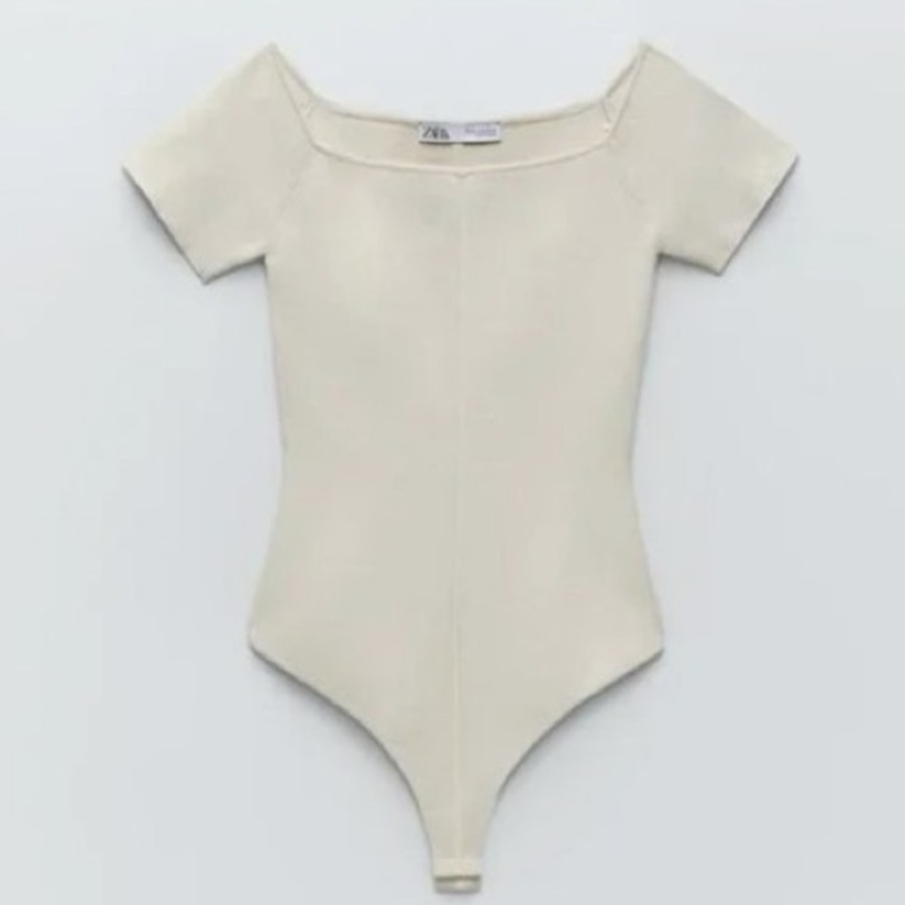 Zara Beige Fine Knit Bodysuit